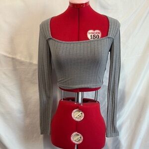 SHEIN Gray Ribbed Crop Top SM284